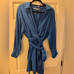 Belted Zara mini dress, blue